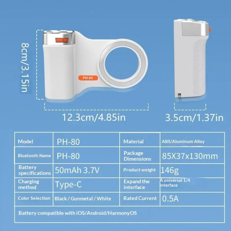 1pc Magnetic Phone Grip with Bluetooth Remote Shutter for Photography Zoom Handheld Stabilizer for Phone Oasis Select