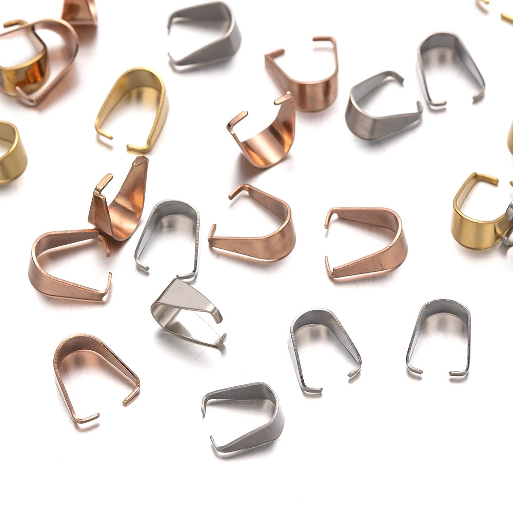 100pcs Stainless Steel Pinch Clip Clasp Bail Necklace Pendant Claw Clasps Buckle Connectors for DIY Charms Craft Jewelry Making Oasis Select