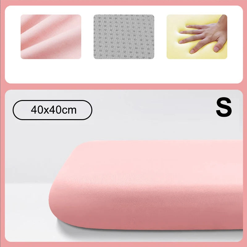 Memory Foam Ice Silk Elastic Fabric Seat Cushion Soft Long Sitting Lumbar Support Pain Relief Office Chair Pad Car Seat Pad Oasis Select pink-S