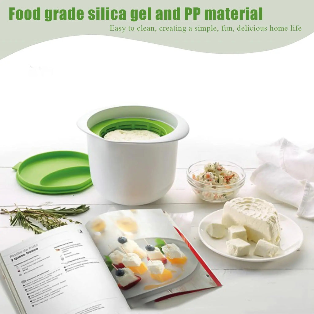 Cheese-Making Kit with Mold Set, Tofu Press & Filter Drain, Green Cheese Mold Stamper, DIY Home Cheese Making Supplies Oasis Select
