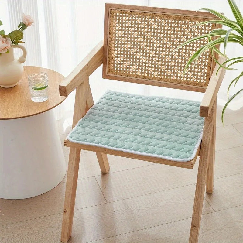 Square Plush Flannel Dining Chair Cushions with Shoulder Strap - All-Season Thin Warmth, Cozy Stool Accessories Oasis Select light green 40x40cm