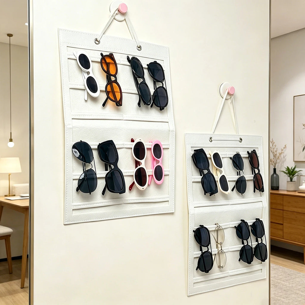 1pc felt foldable glasses display bag hanging saving countertop space portable and suitable for hair clips glasses clip storage Oasis Select
