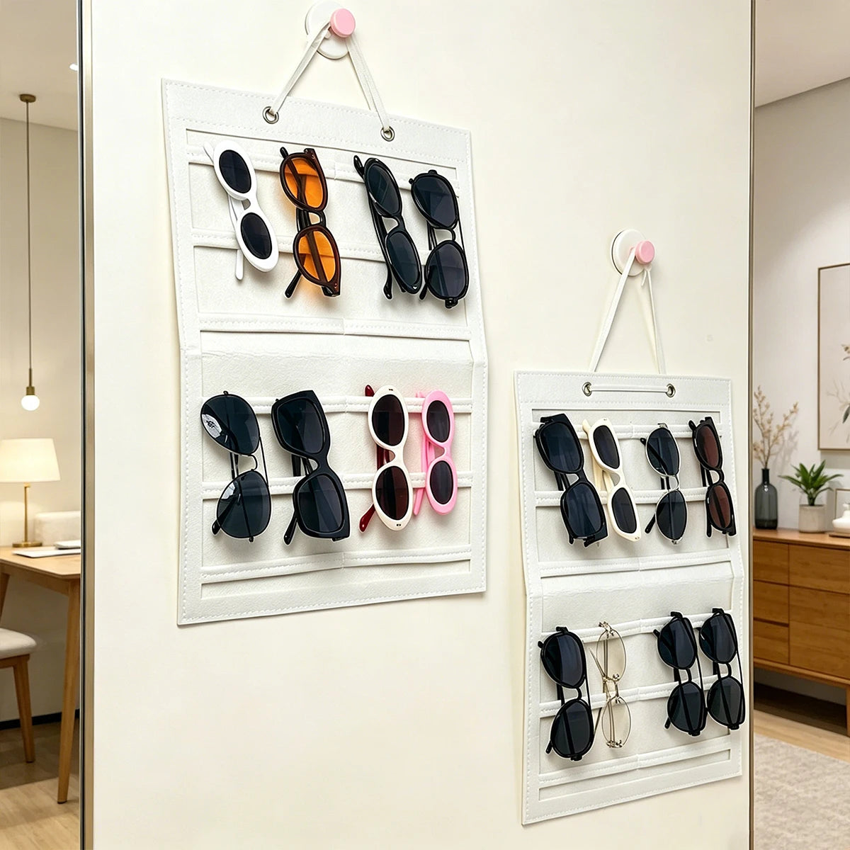1pc felt foldable glasses display bag hanging saving countertop space portable and suitable for hair clips glasses clip storage Oasis Select