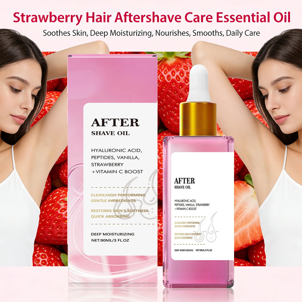 Strawberry Soft Serve After Shave Oil for Smooth Skin Deeply Hydrating Nourishing Reduce Redness Non-irritating After Shave Care Oasis Select