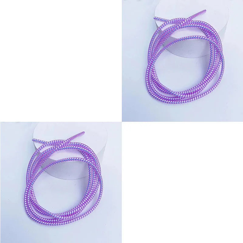 2/1Pcs New 1.6M Mermaid Telephone Data Protection Rope Color Advanced Environmental Protection Material Wrapped Cable Oasis Select PURPLE 2pcs