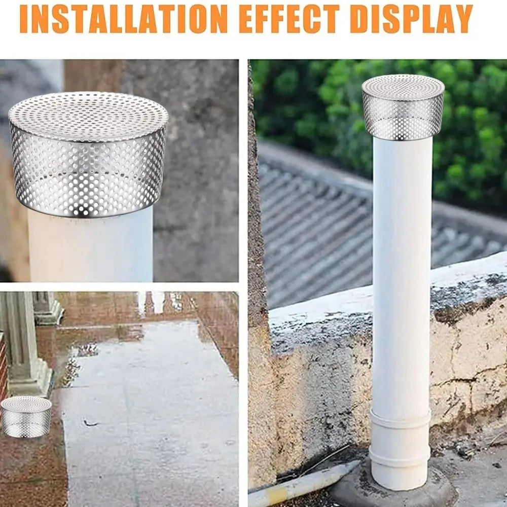 1Pc Stainless Steel Rooftop Floor Drain Cover Anti-Clog Circular Shape Outer Side Filter Screen Balcony Floor Drains Oasis Select