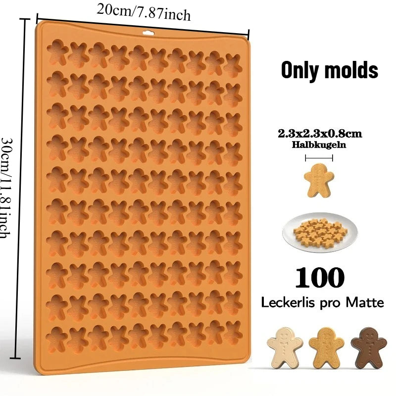 1pcs Creative Gingerbread Man Biscuit Mold 100 Hole Silicone Baking Biscuit Mold Mini Pet Dog Snack Biscuit DIY Chocolate Mold Oasis Select Gingerbread Man