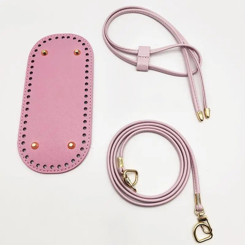 Crochet Handbag DIY Kit – PU Leather Bag Base, Strap & Chain DIY Bag Making Kit Oasis Select Pink