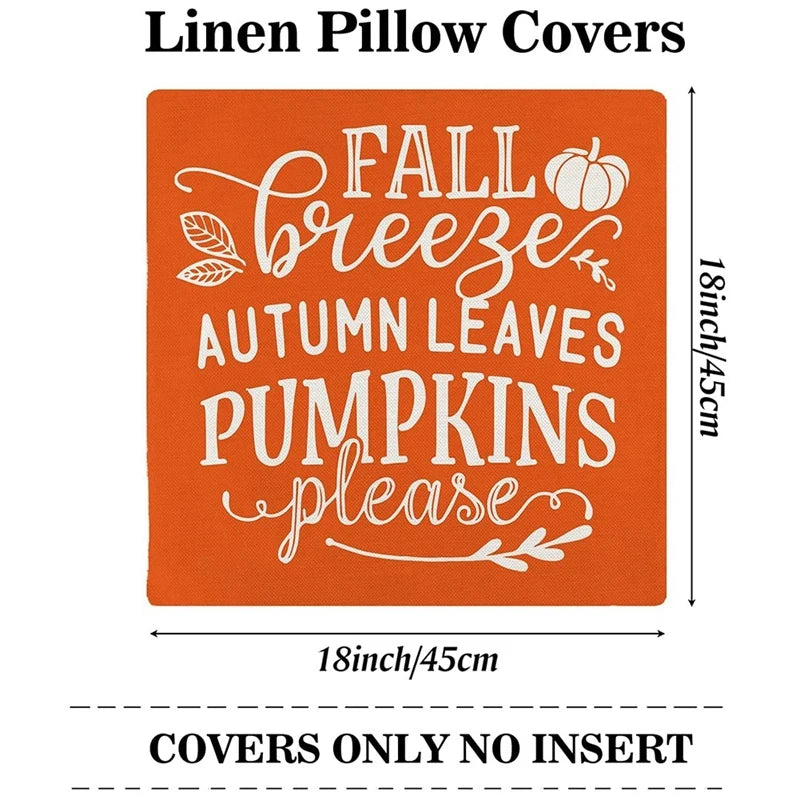 Fall Pillow Covers 18X18 Set Of 4 Outdoor Throw Pillowcase Farmhouse Thanksgiving Decorations For Home Decor Oasis Select