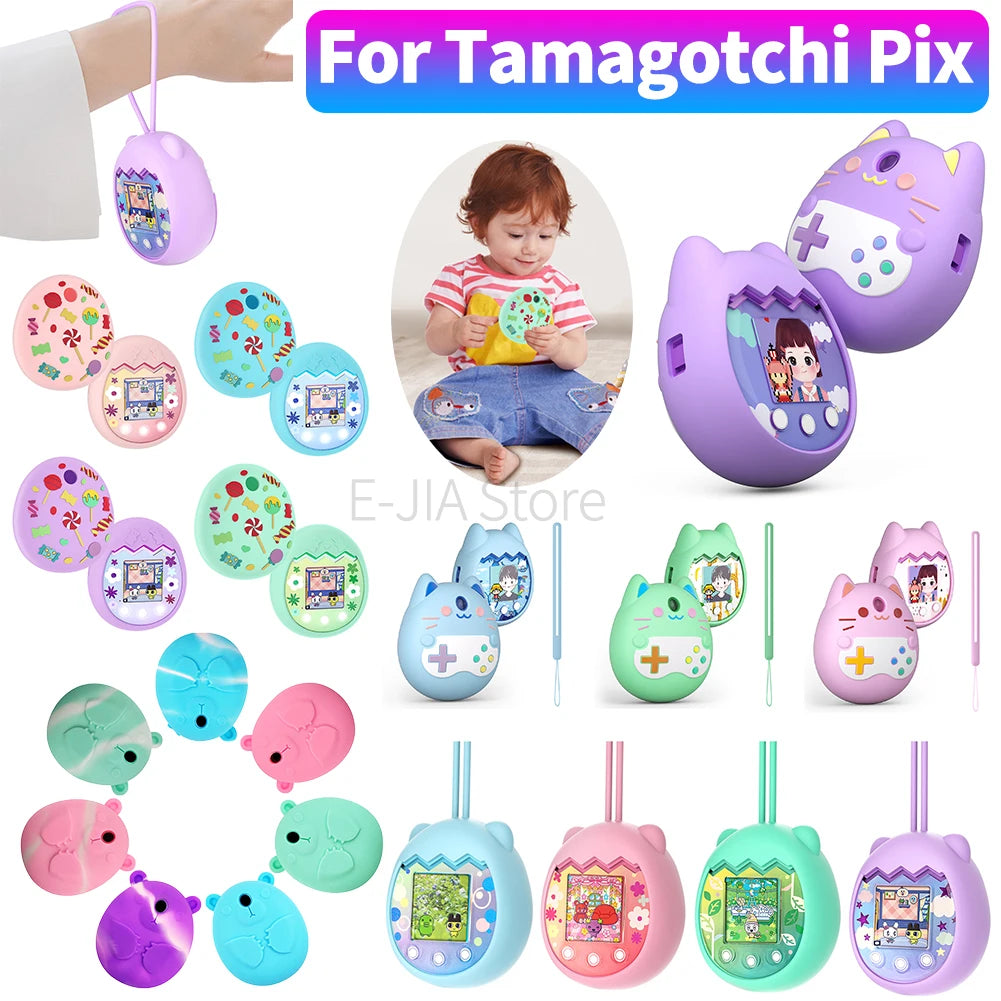 Protective Skin Sleeve Shell Anti-ScratchSilicone Case Protective Case with Hand Strap Anti-drop for Tamagotchi Pix Accessories Oasis Select