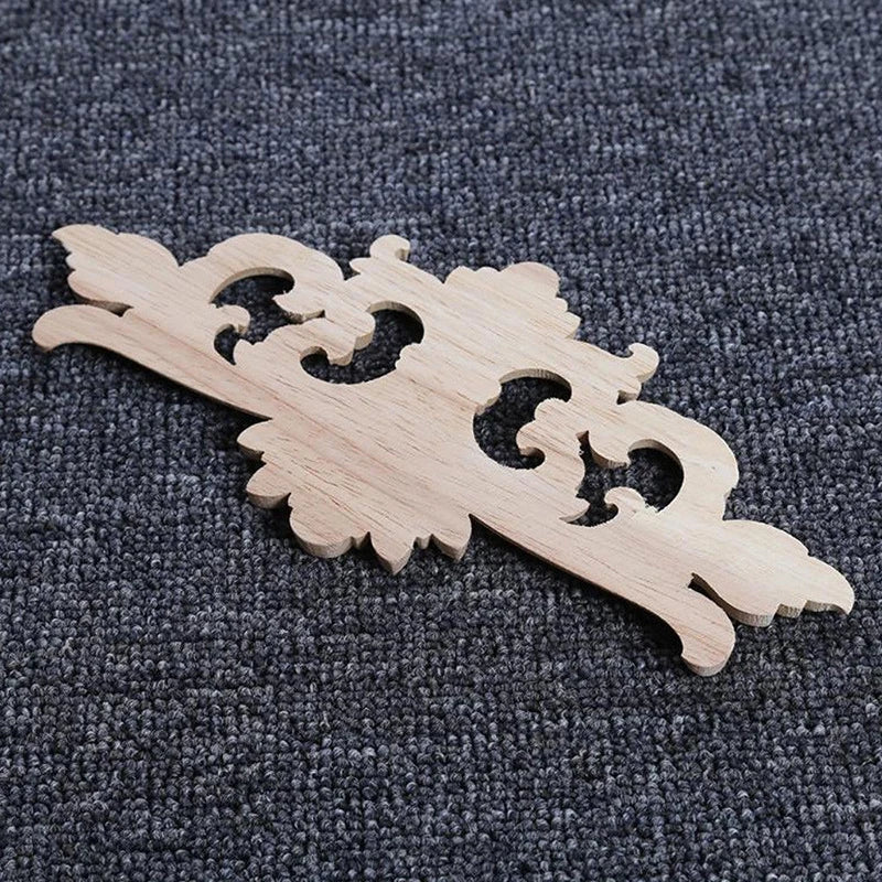 Wood Appliques And Onlays Natural Furniture Wall Door Woodcarving Decorative Long Flower Wooden Figurines Frame Oasis Select