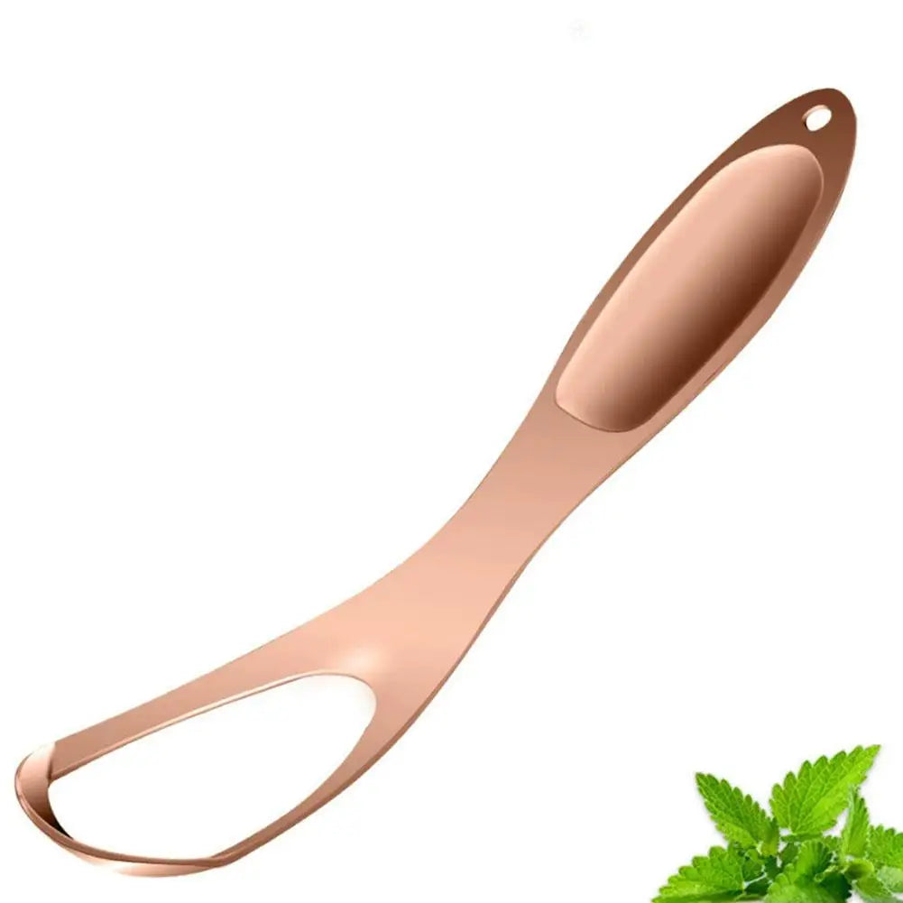 Stainless Steel Tongue Scraper Fan-Shaped Tongue Cleaner for Fresh Breath, Oral Hygiene Care Tool Coated Tongue Toothbrush Oasis Select gold
