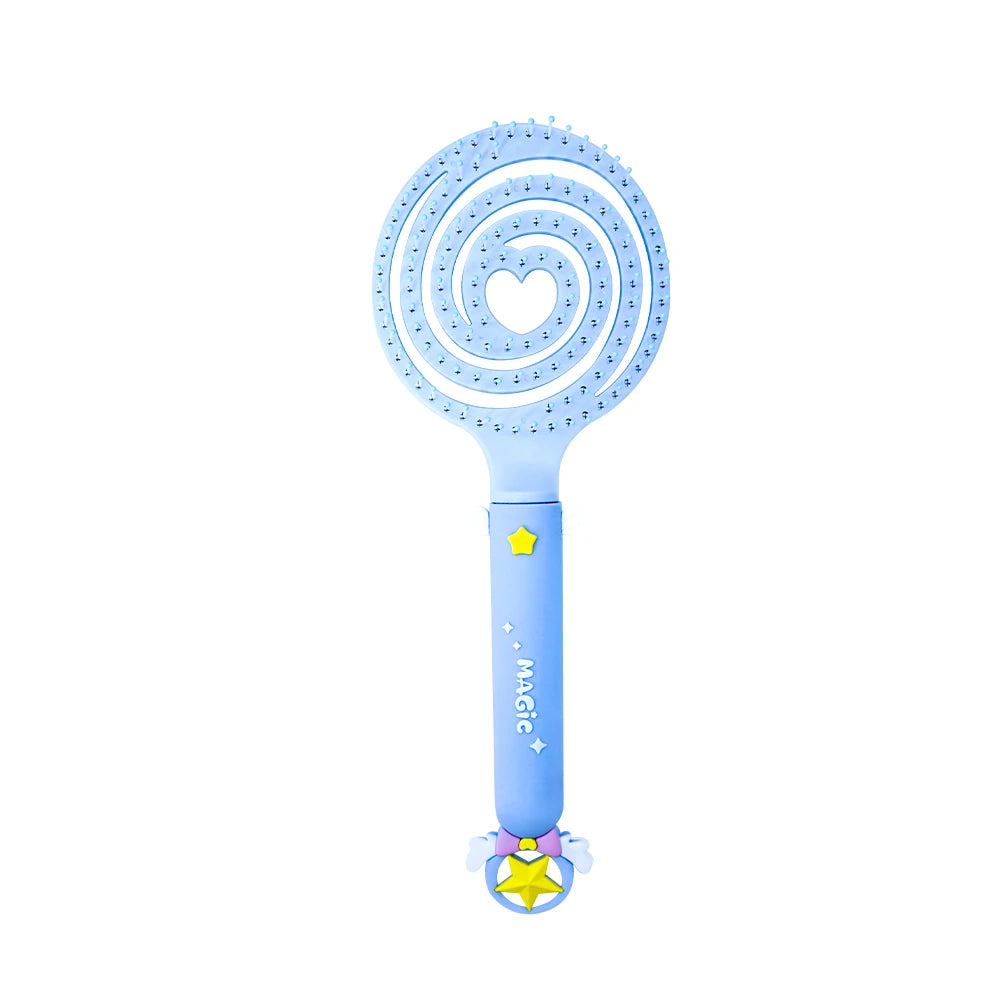 Magic Star Wand Spiral Hollow Comb – Flexible Bristles, 3 Colors Hair Styling Comb Oasis Select MJ133-Blue-02