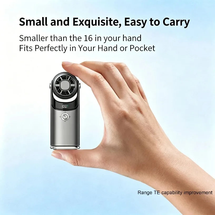 2026 Mini Ice Cooling Handheld Fan Semiconductor Turbo 100 Speed 3600mAh Rechargeable LED Display Portable Aluminum Neck Desktop Oasis Select