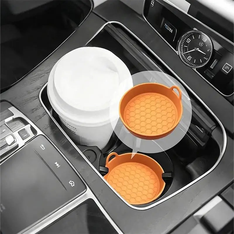 2Pcs Silicone Car Coasters - Non-Slip Heat-Resistant Design For Car Durable Eco-Friendly Spill-Proof Fits Most Cup Holders Oasis Select