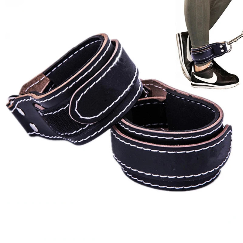 Cowhide Leather Ankle Straps – Adjustable D-Ring Gym Cuffs