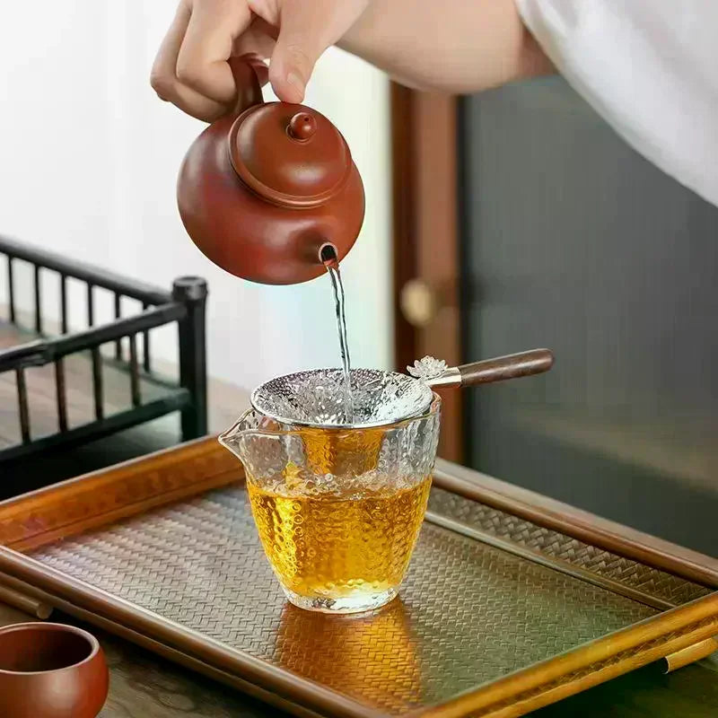 Stainless Steel Mesh Tea Strainer with Drip Tray | Lace Design