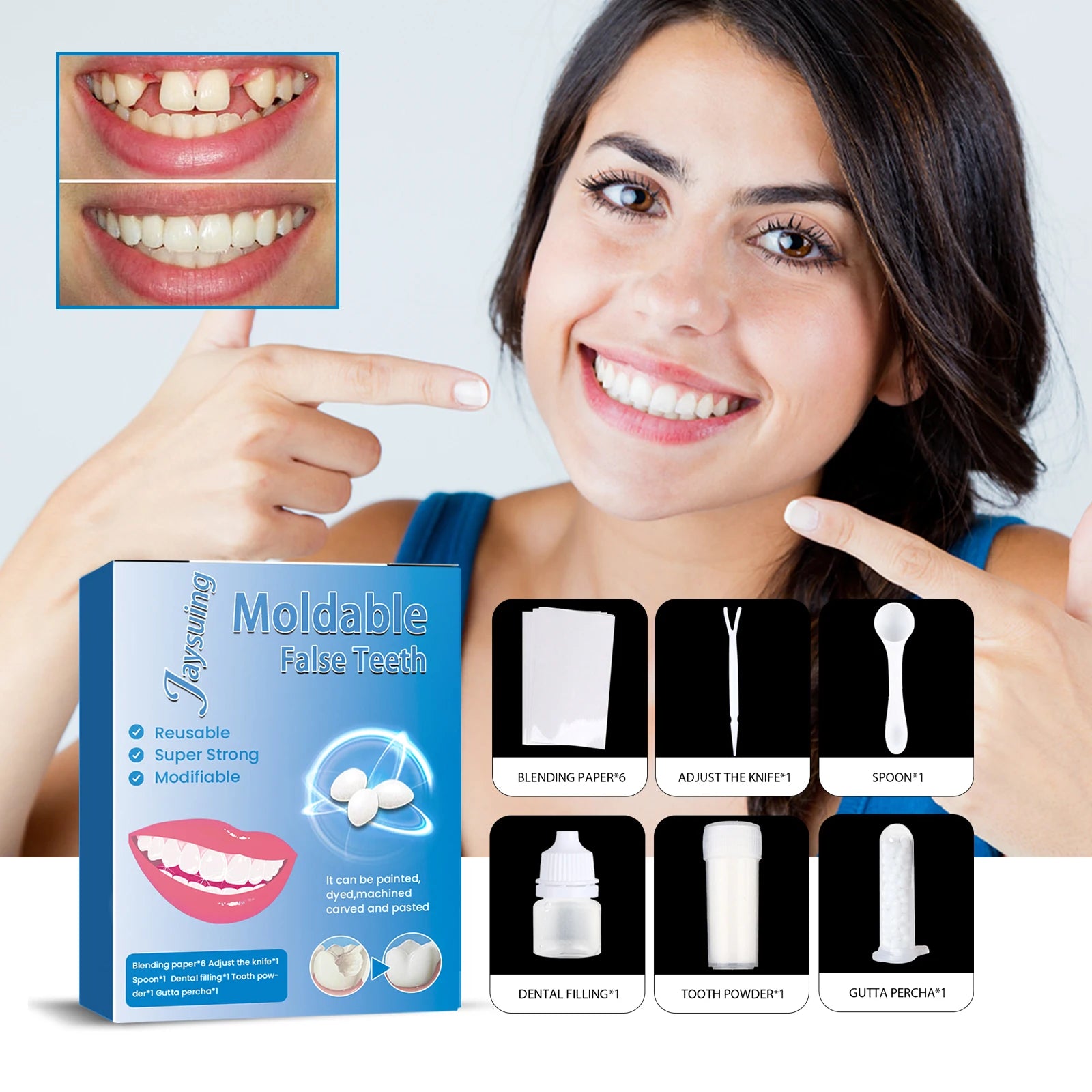 Moldable Tooth Gel Kit – Vampire Teeth & Gap Filler for Cosplay Cosmetic Dental Kit Oasis Select