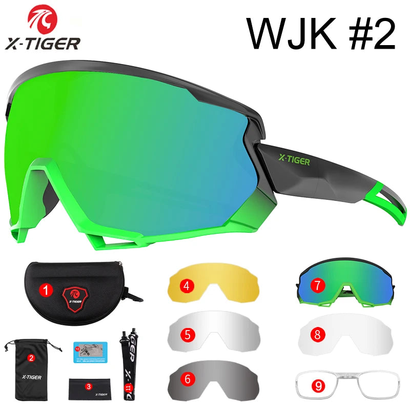 X-TIGER Bike Polarized Sports Sunglasses with 5 Interchangeable Lenses for Mens Womens Baseball Running Fishing Cycling Eyewear Oasis Select X-YJ-WJK02-5