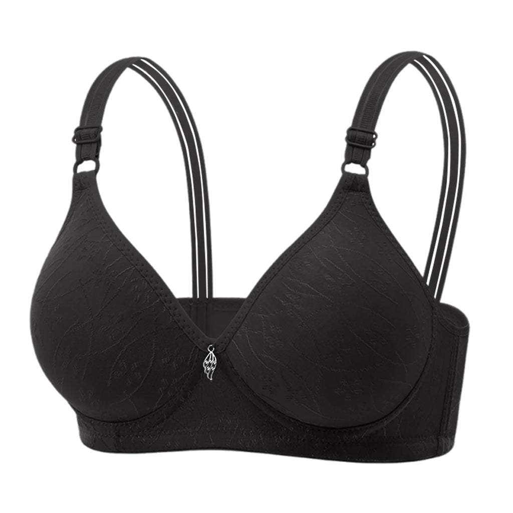 Traditional Style Women's Bra with Bamboo Charcoal Inner Cup Thin Molded Cup for Middle-Aged And Elderly Comfortable Underwear Oasis Select Black 36