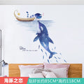 Ink Smudge Light Blue Mountain Background Wall Decoration Stickers Bedroom Bedside Chinese Artistic Conception Wall Stickers Oasis Select 17