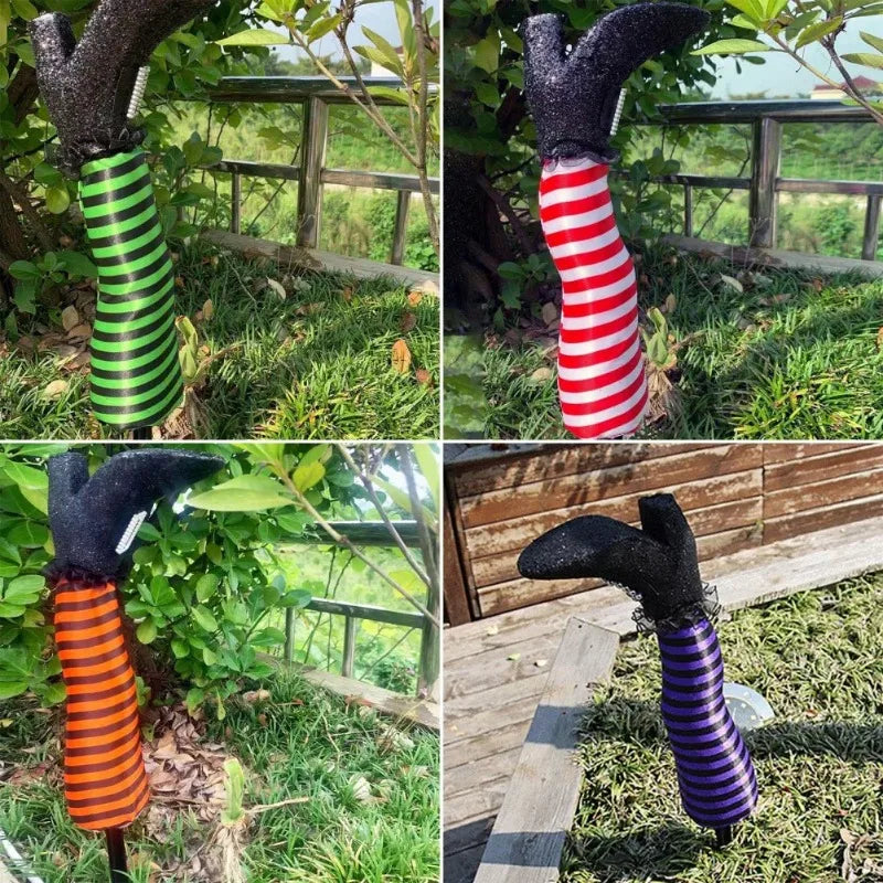 Halloween Lawn Outdoor Garden Decoration Props Evil Witch Legs Inverted Evil Witch Feet Boots Stakes Courtyard Oasis Select