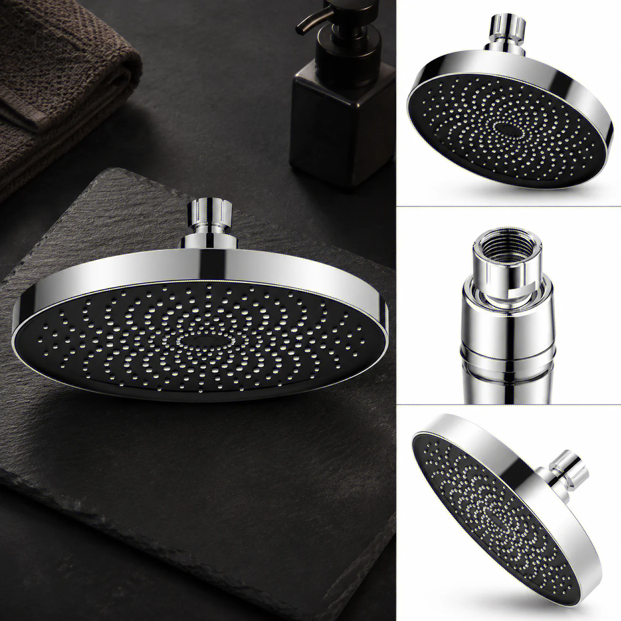 25cm Large Top Shower Head High Flow Pressurized Bathroom Single Sprayer for Home Use Oasis Select