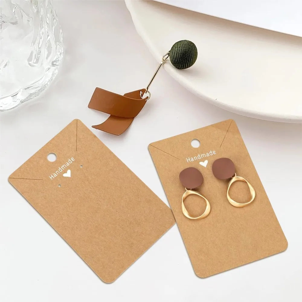50pcs 6x9cm Kraft Earring Cards Necklace Display Cards Paper Ear Studs for Selling Hanging Earring Necklace DIY Crafts Retail Oasis Select