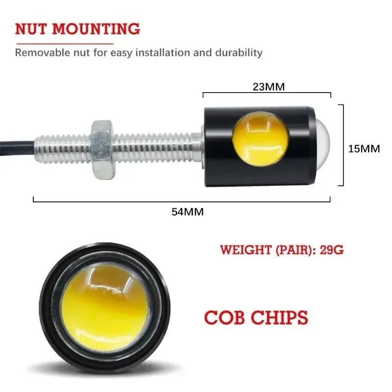 Motorcycle Signal Lamp Mini License Plate Light LED Eagle Eye Shape Turn Signal Indicator Tail Rear Light Brake Fog Lamp Bulb Oasis Select