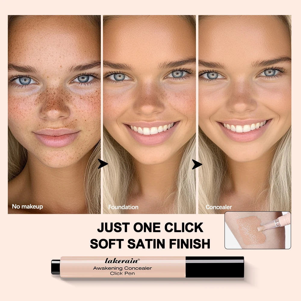 3 Colors Liquid Press Concealer Pen Detail Covering Acne Dark Circles Even Skin Tone Brightening Foundation Face Holding Makeup Oasis Select