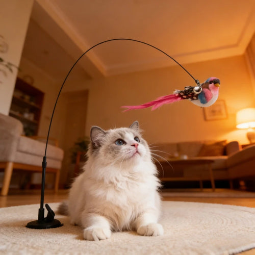 1/3pcs New cat funny cat stick steel wire long pole feather cute cat toy kitten fishing self-pleasure relief pet toy Oasis Select