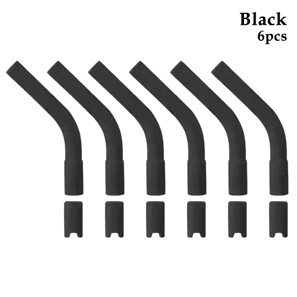 6Pcs Drink Blender Stick Drinking Straws Nozzle Tea Coffee Juice Universal Straw Head Colorful Drinkware Silicone Suction Nozzle Oasis Select 6Pcs Black