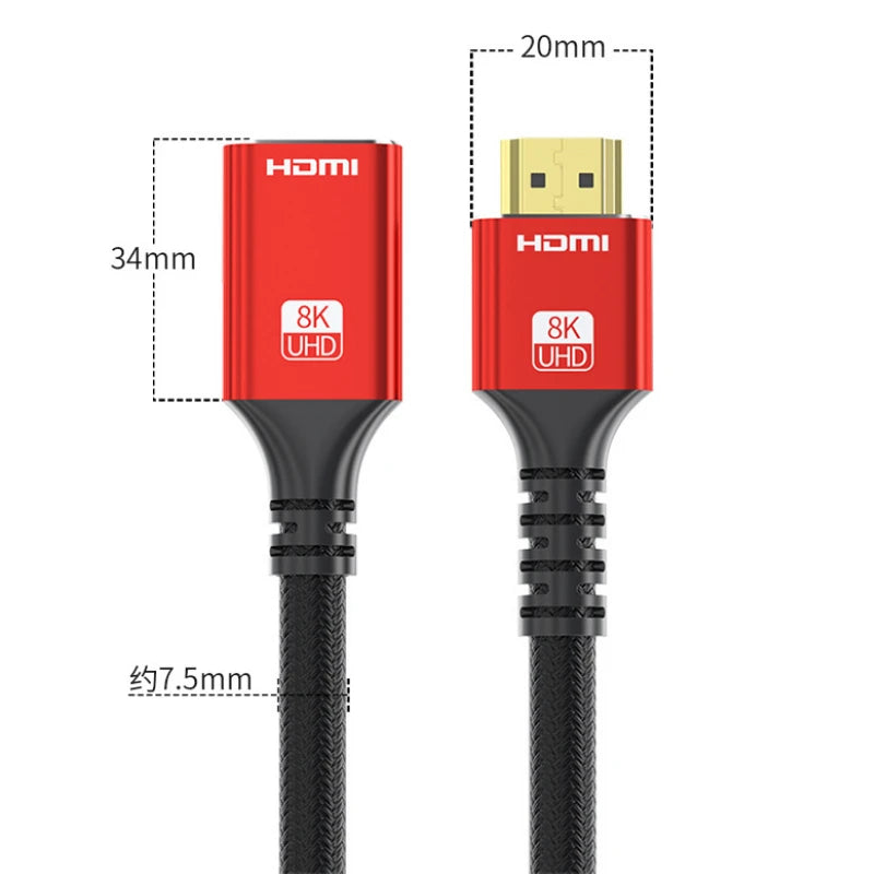 48Gbps HDMI-compatible Cable 8K 60Hz Male to Female HDR HDMI-compatible 2.1 Cable 4K 120Hz HDR 3D Effect Video Cable for PC Oasis Select