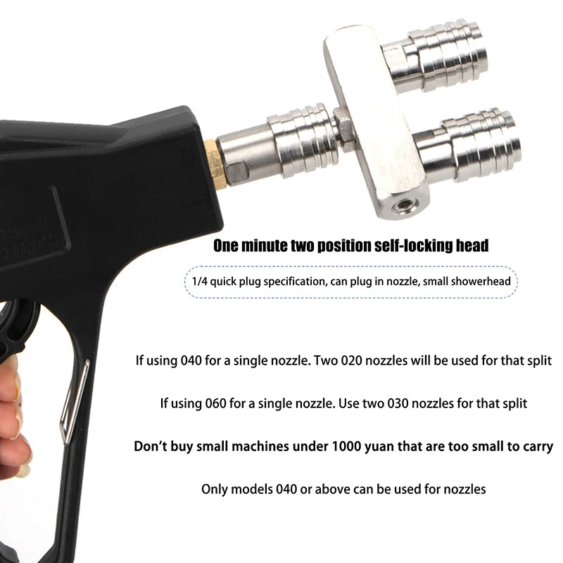 Dual Car Nozzle Adapter Rod Quick Connect Double Spray Fitting Rotating Nozzles Auto High Pressure Washer Gun Car Cleaning Tools Oasis Select Default Title