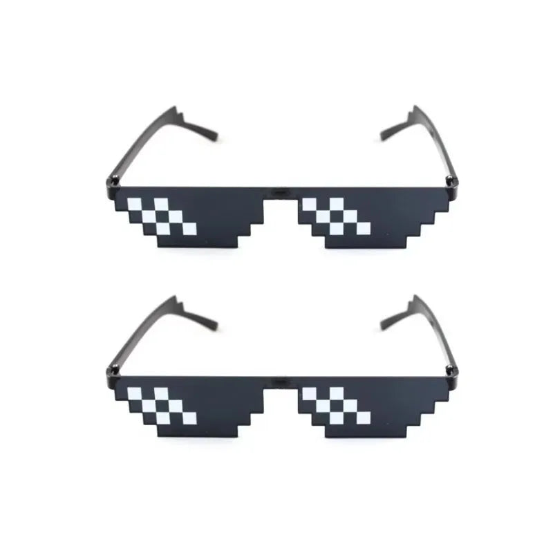 1/2/4/6pcs Design Funny Mosaic Sunglasses Sun Glasses Pixel Black Retro Gamer Robot Sunglasses Birthday Party Cosplay Favors Oasis Select 2pcs