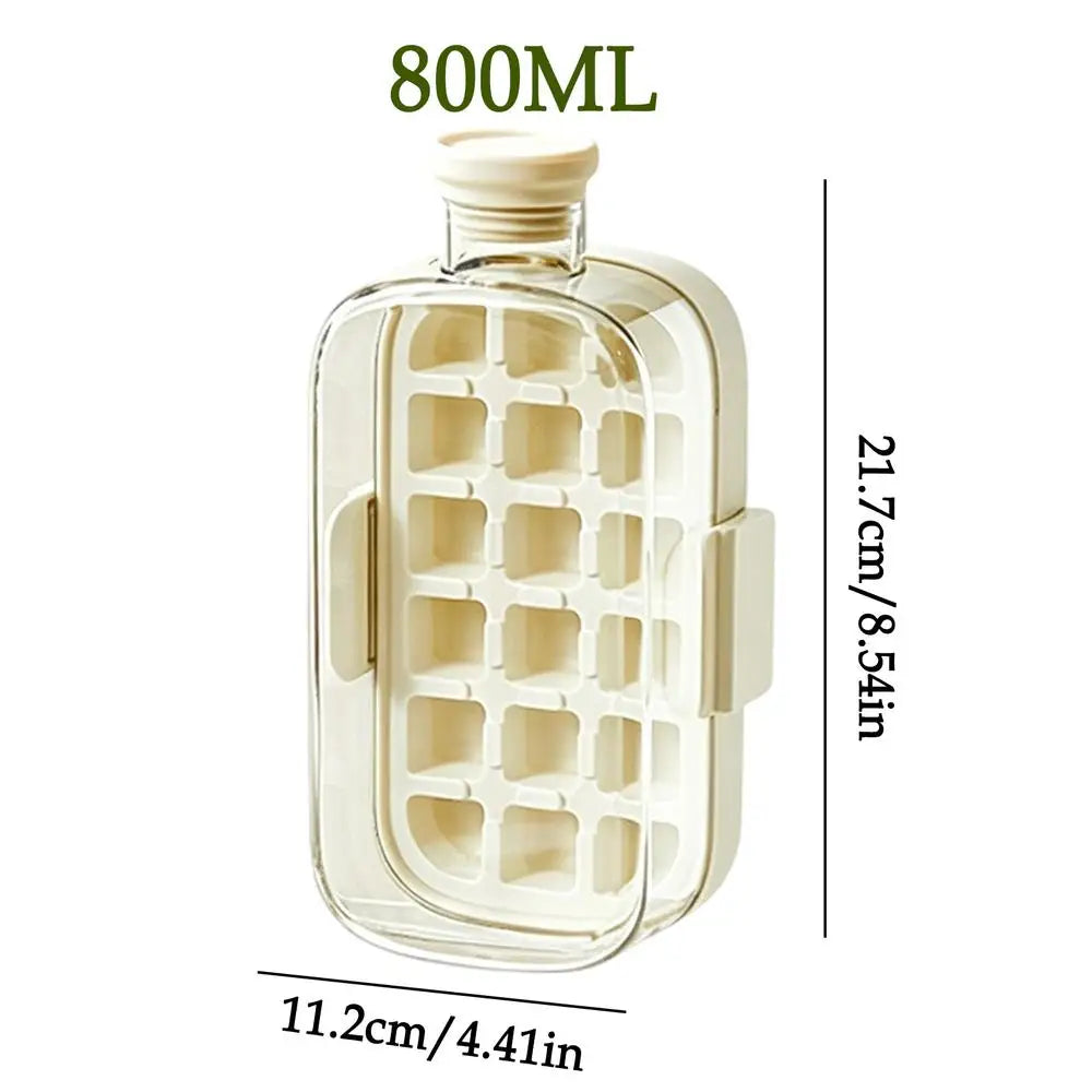 Ice Mold Bottle 2-in-1 Iced Drink Making Easy Release Ice Maker Ice Cube Bottle with Straw Easy Release Water Bottle Ice Mold Oasis Select White 800ML