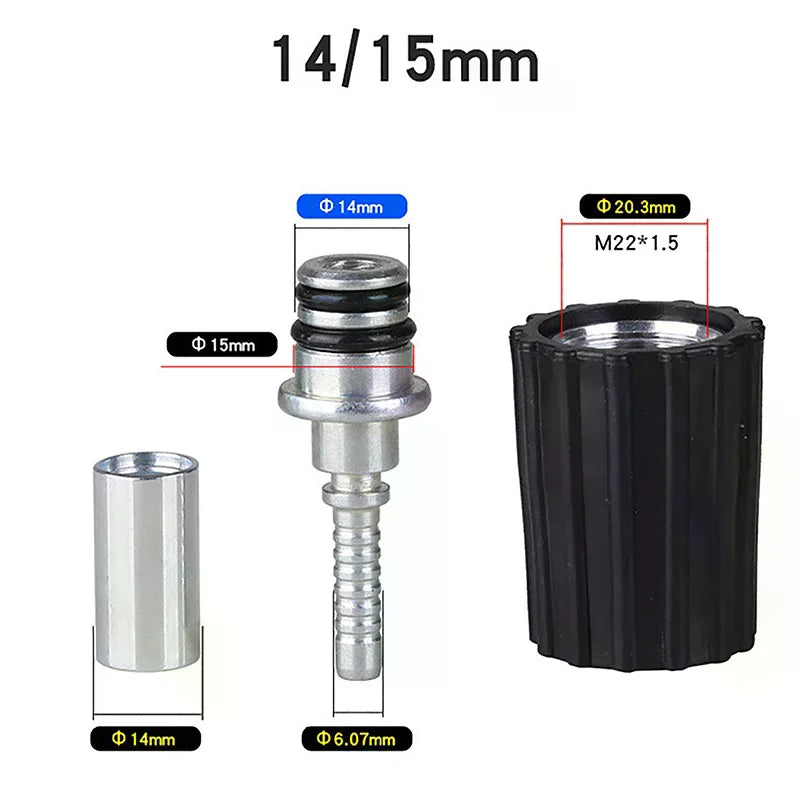High Pressure Washer Hose Insert Fittings D14 D15mm Ring Nut M22 Car Washer Water Cleaning Hose Pipe Fitting Twist Connector Oasis Select