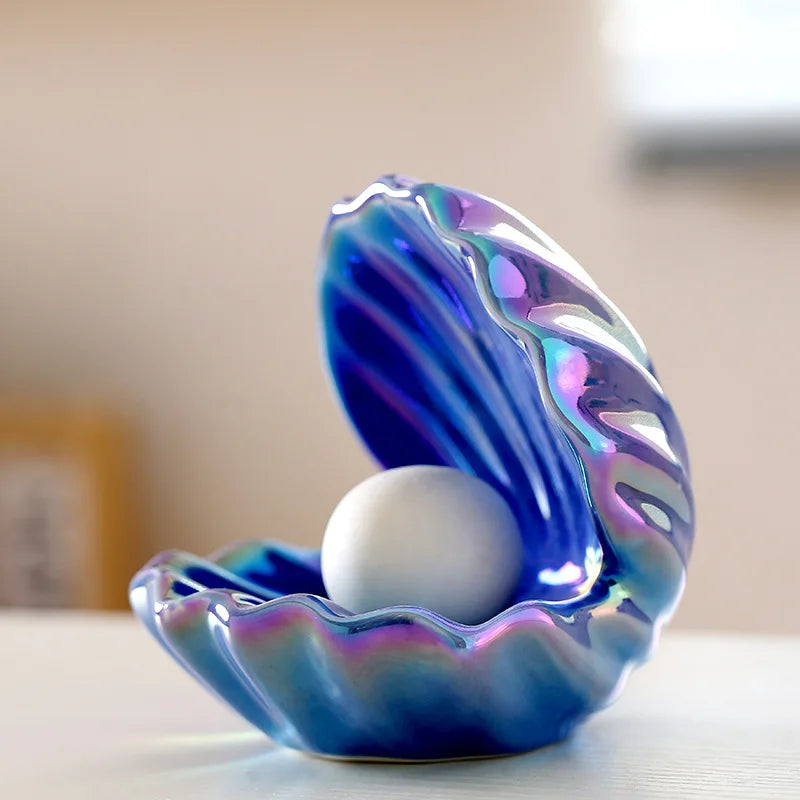 Pearl Shell Night Light – Ceramic Desk Lamp for Bedroom Decor
