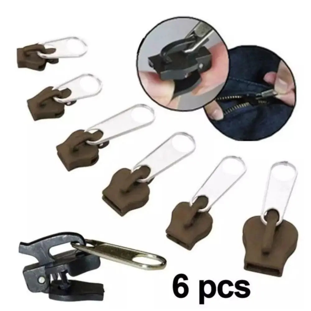6-Piece Replacement Zipper Sliders – 3 Sizes DIY Bag Repair
