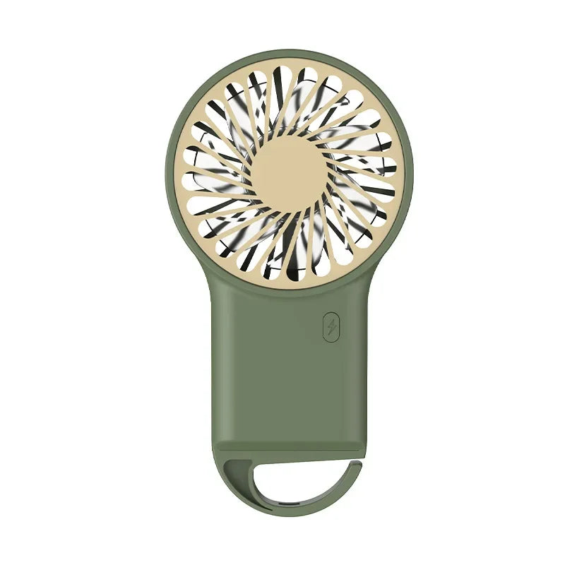 Electric Mini Fan 3 Wind Speed Portable Pocket Fan For Travel Indoor Outdoor Usb Desktop Rechargeable Handheld Fan with Hook Oasis Select Green