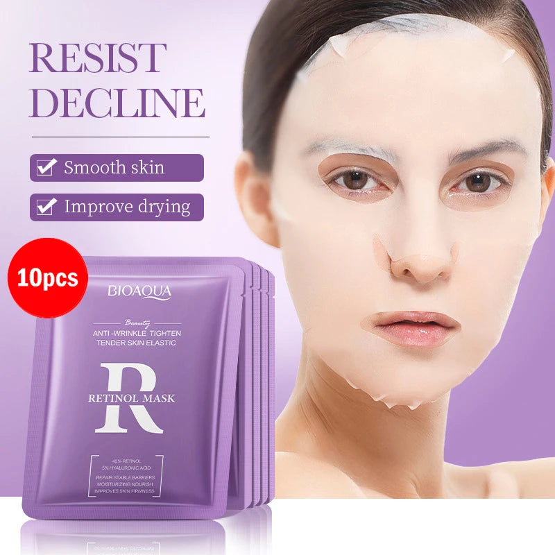 BIOAQUA Snail Hyaluronic Acid Retinol Face Mask 5/10pcs Hydrating Face Mask Oasis Select Retinol 10p