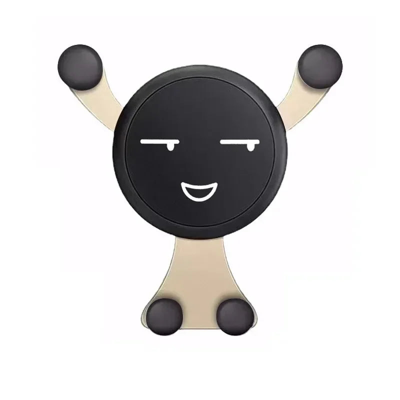 Gravity Car Phone Holder Air Vent Clip Smile Face Mount Mobile Cell Stand GPS Support For iPhone 12 Pro Max Xiaomi Samsung Oasis Select Golden