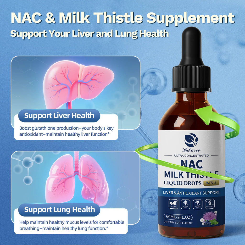 N-Acetyl-L-Cysteine NAC Supplement with Milk Thistle,Selenium for Liver & Kidney Support,Lung,Antioxidants & Immune Support Oasis Select