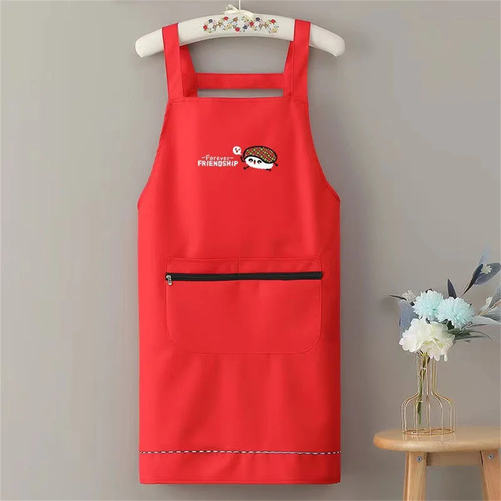 Waterproof Anti-Oil Kitchen Apron with Zipper Pocket | PVC