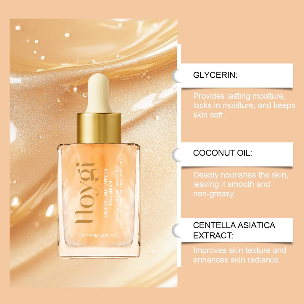 Hoygi Self-Tanning Face Serum – Natural Glow, Streak-Free