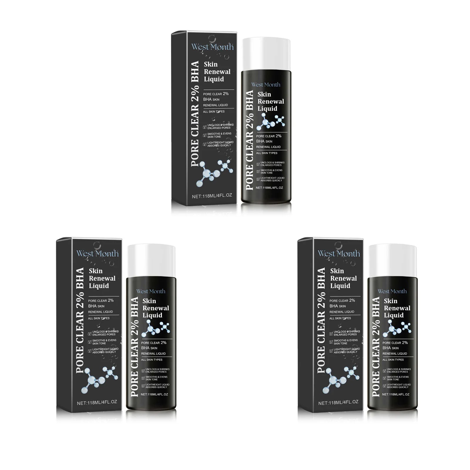 2% BHA Salicylic Acid Serum – Acne, Pores & Dark Spots | 118ml BHA Acne Serum Oasis Select 3Pcs