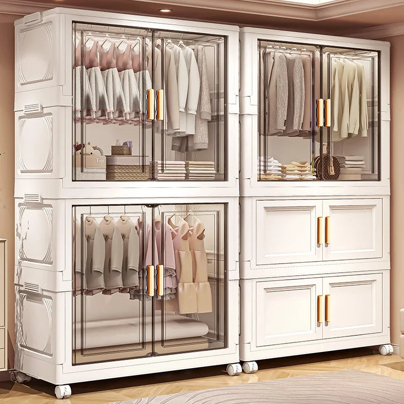 Foldable plastic storage box, simple wardrobe for home bedroom closet toy storage cabinet, no installation required Oasis Select