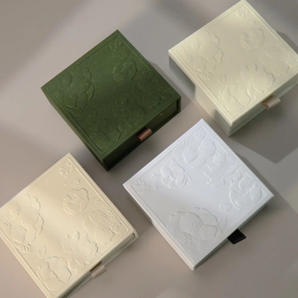 Relief Embossed Jewelry Packaging Box Heaven and Earth Cover Necklace Ring Storage Creative Design High-end Drawer Jewelry Box Oasis Select