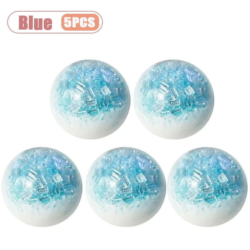 1-20PCS Crushed Ice Cream Soft Squishy Ball Stress Relief Handmade Decor Squeeze Decompression Fidget for Adult Oasis Select Blue-5PCS