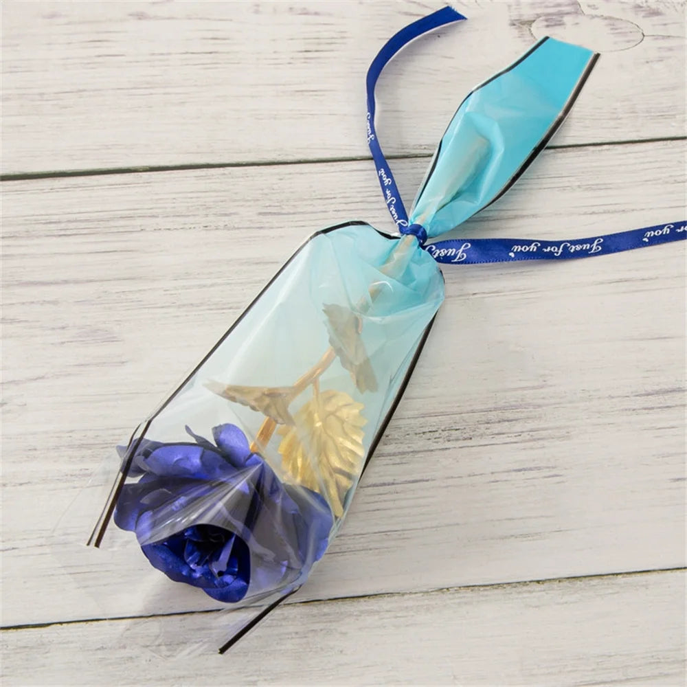 24K Gold Foil Eternal Rose Artificial Flowers Wedding Christmas Valentine's Day Decoration Mother's Day Gifts Fake Flower Oasis Select Blue